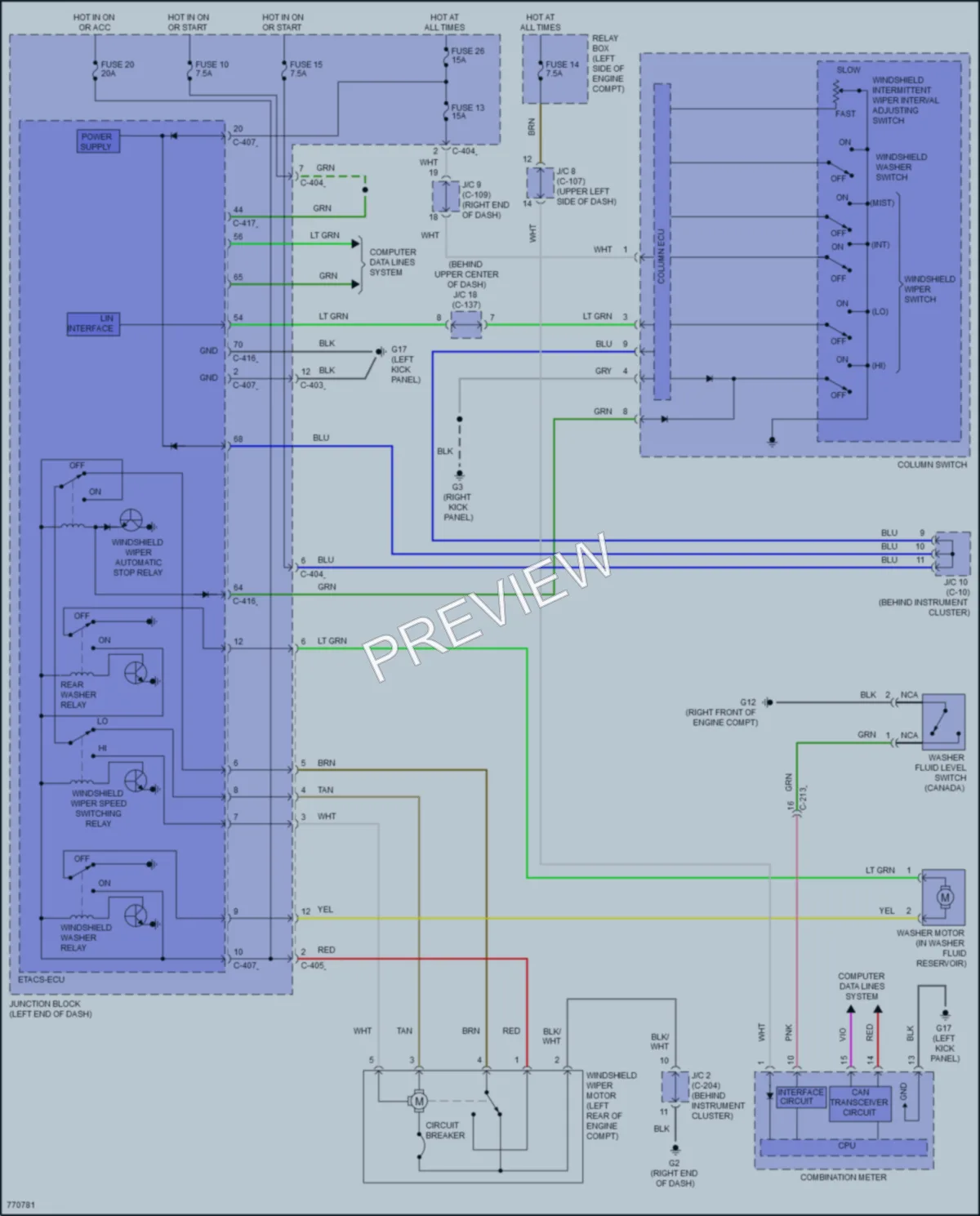 2021 Mitsubishi Mirage Wiper Washer wiring diagram preview