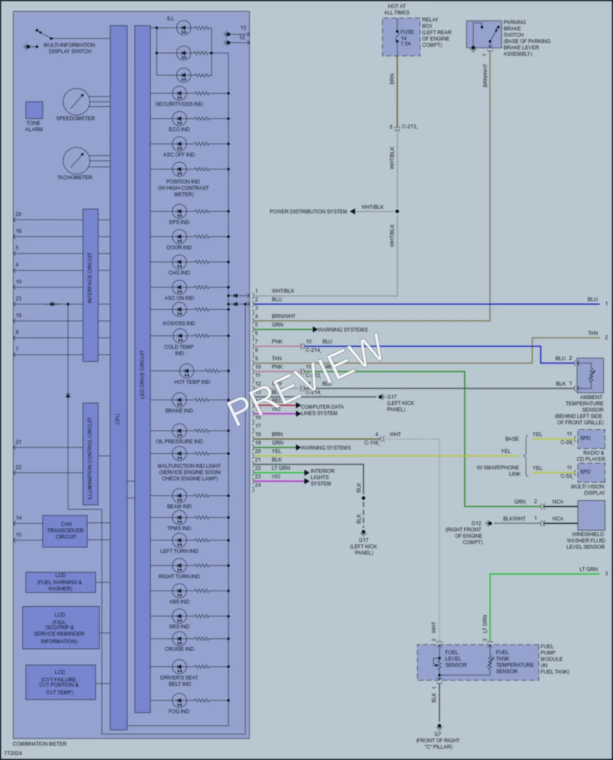 2021 Mitsubishi MirageG4 Instrument Cluster wiring diagram preview