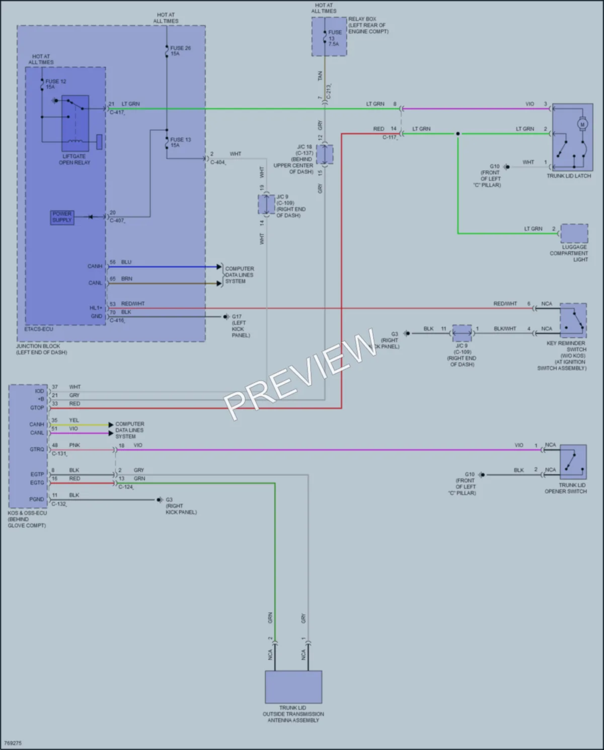 2021 Mitsubishi MirageG4 Trunk Tailgate Fuel Door wiring diagram preview