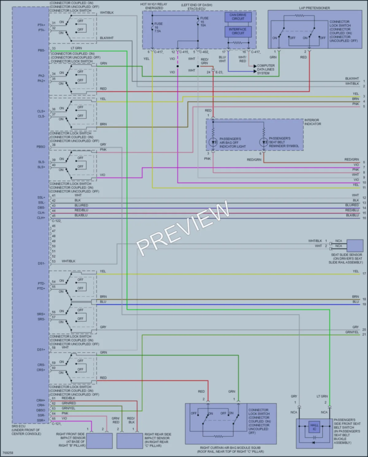 2021 Mitsubishi OutlanderPHEV Supplemental Restraints wiring diagram preview