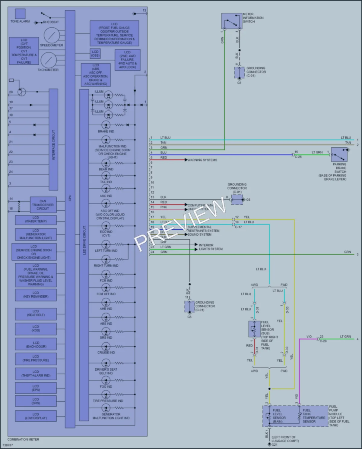 2021 Mitsubishi RVR Instrument Cluster wiring diagram preview