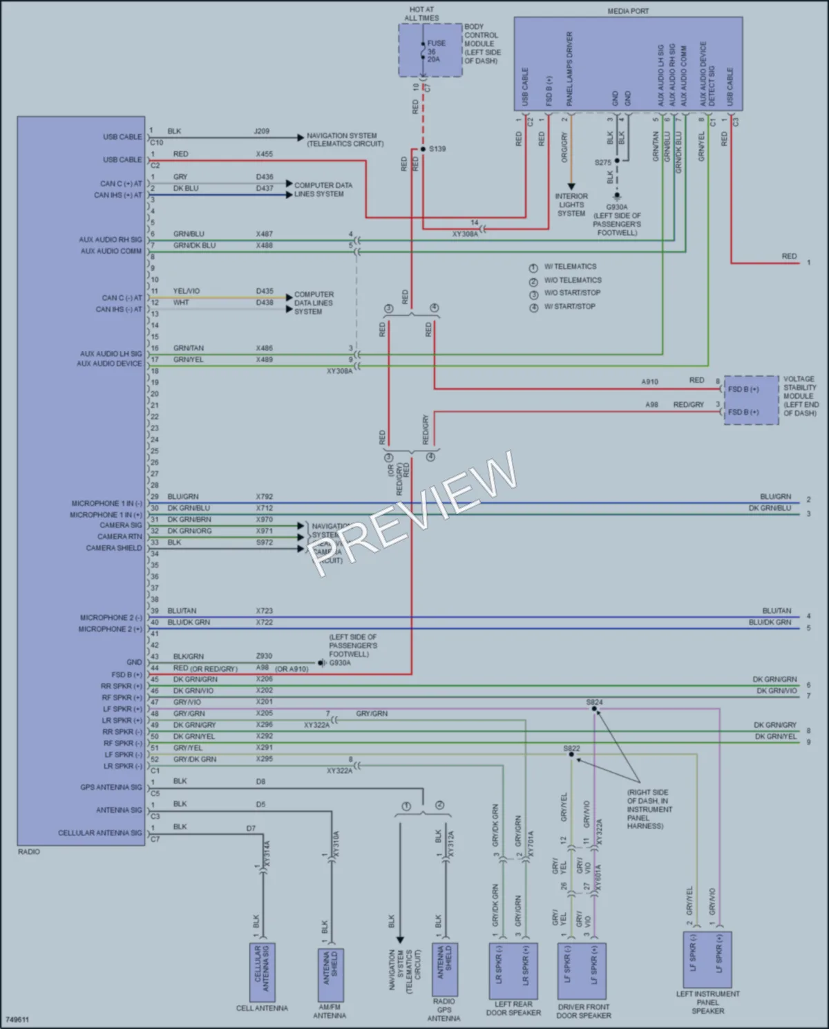 2021 Nissan Compass Radio wiring diagram preview