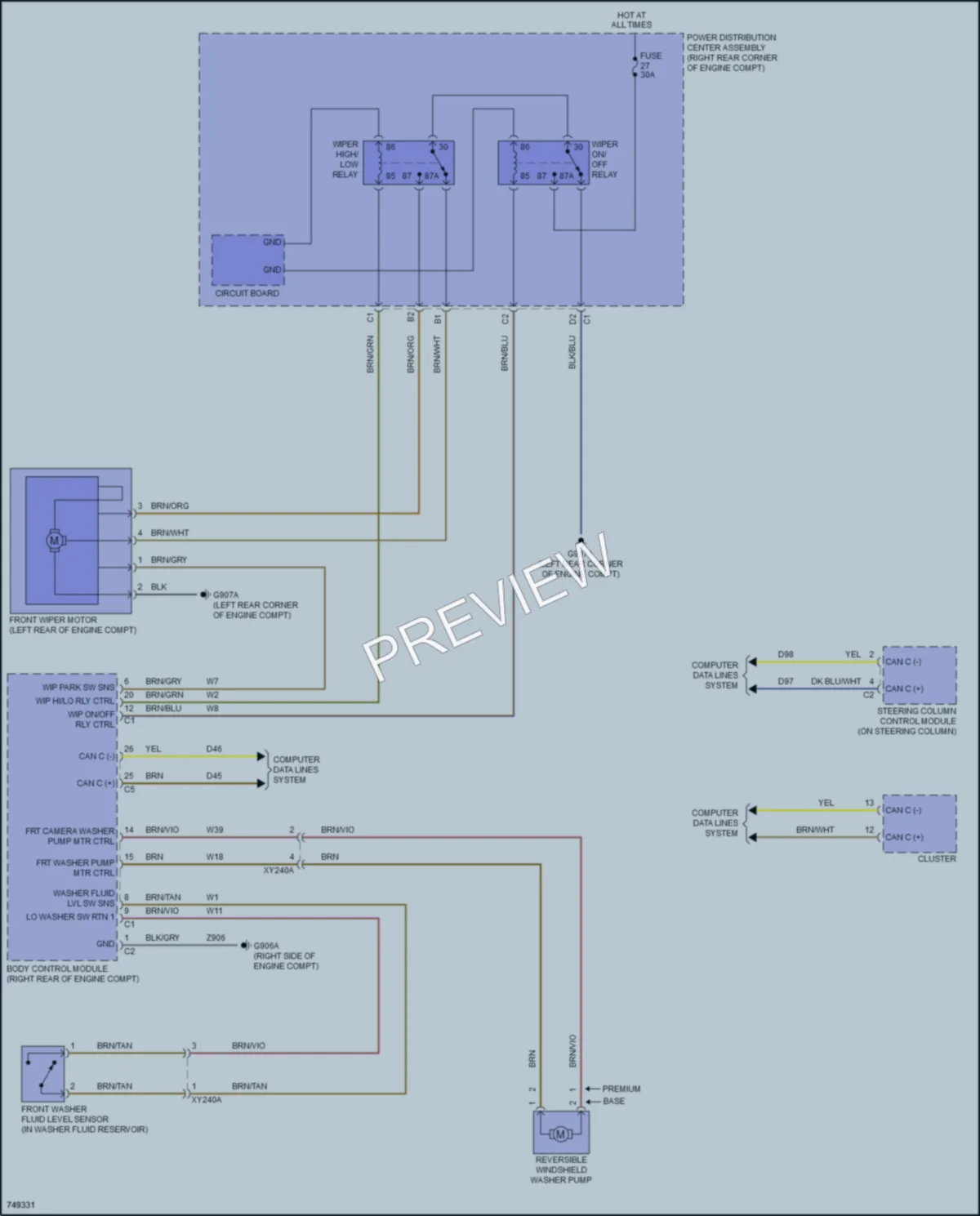 2021 Nissan Gladiator Wiper Washer wiring diagram preview