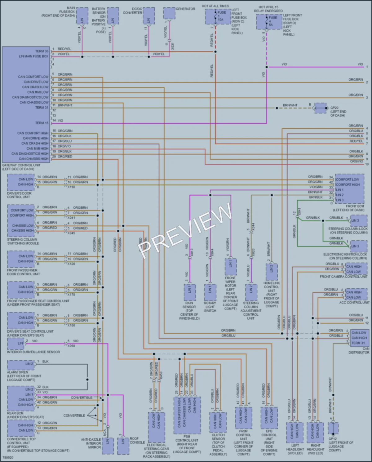 2021 Porsche 718Cayman Computer Data Lines wiring diagram preview