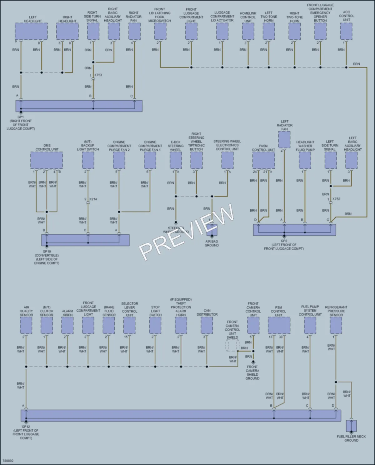 2021 Porsche 718Cayman Ground Distribution wiring diagram preview