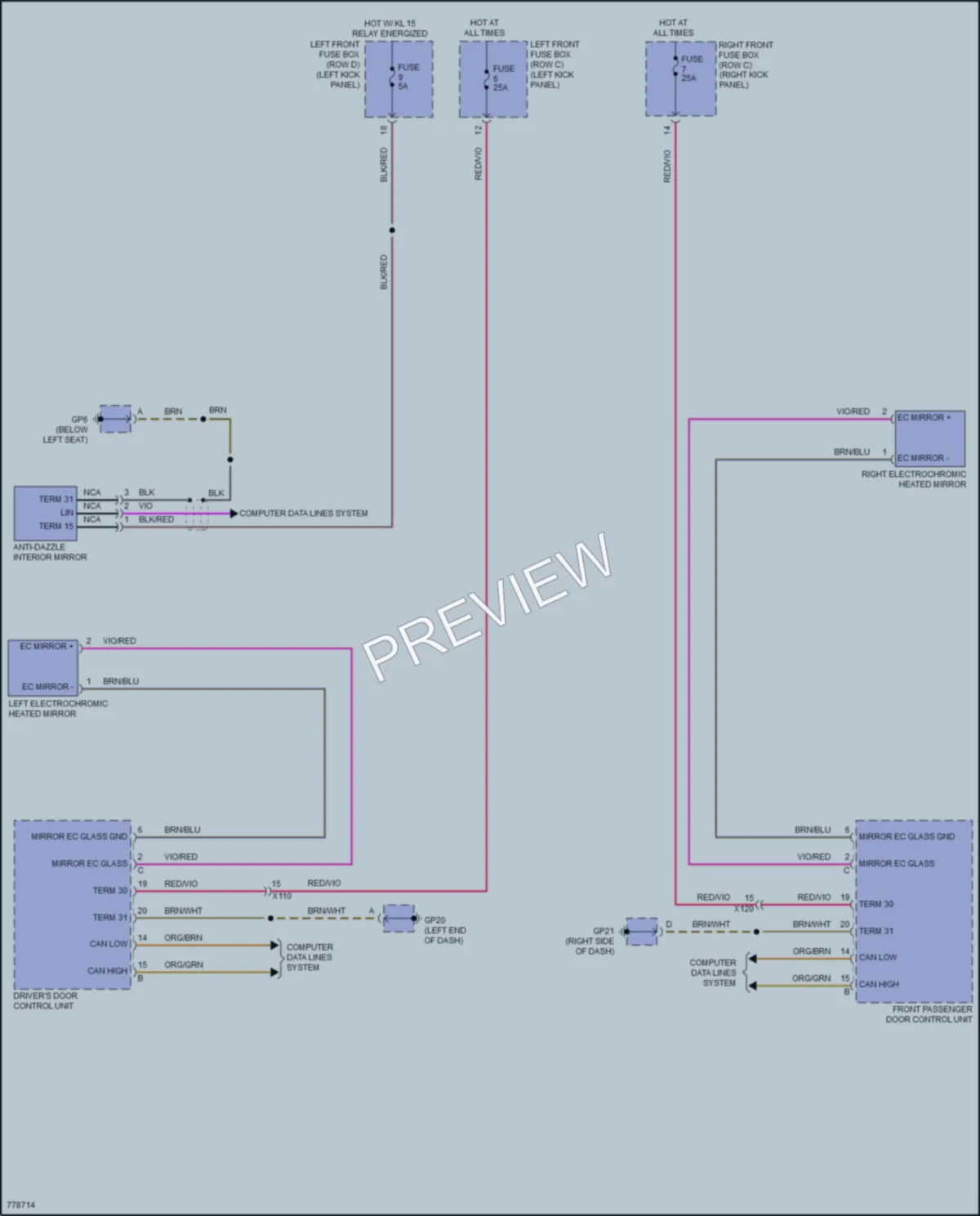 2021 Porsche 718Cayman Power Mirrors wiring diagram preview