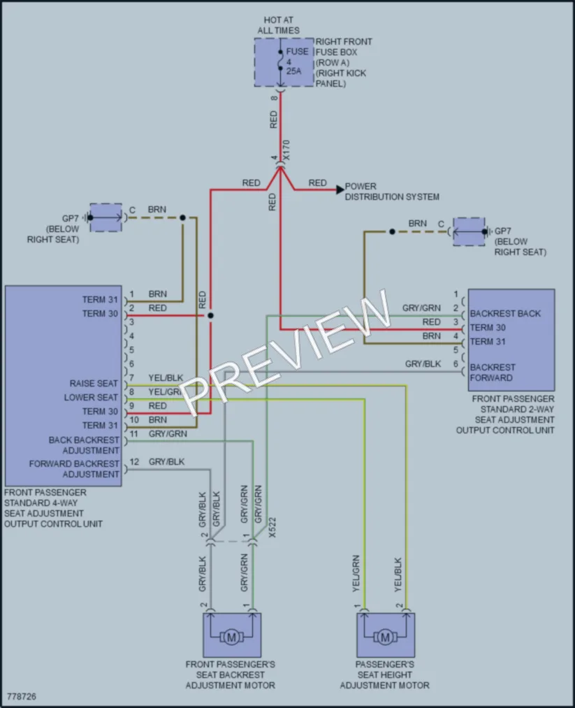 2021 Porsche 718Cayman Power Seats wiring diagram preview
