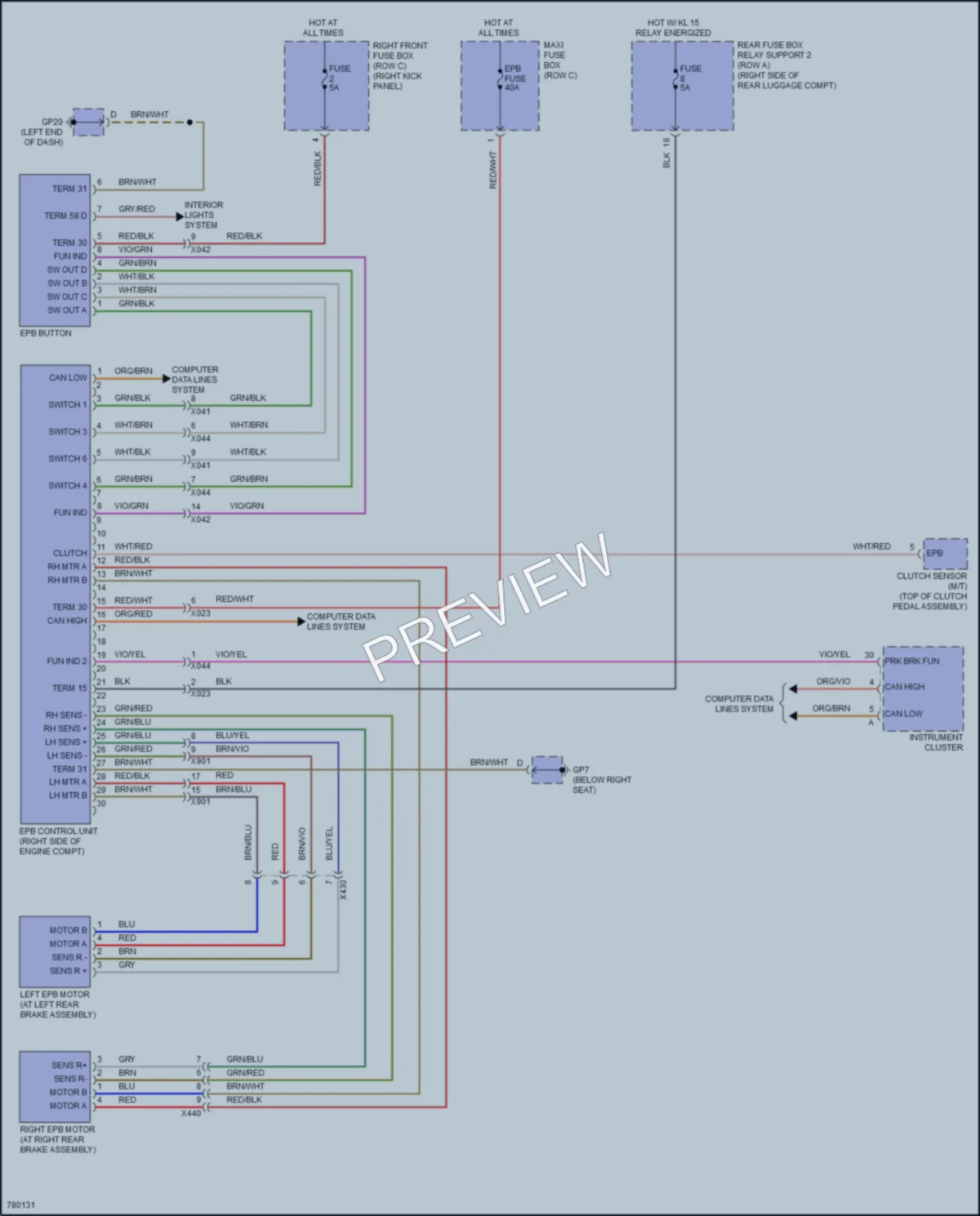 2021 Porsche 718Cayman Shift Interlock wiring diagram preview