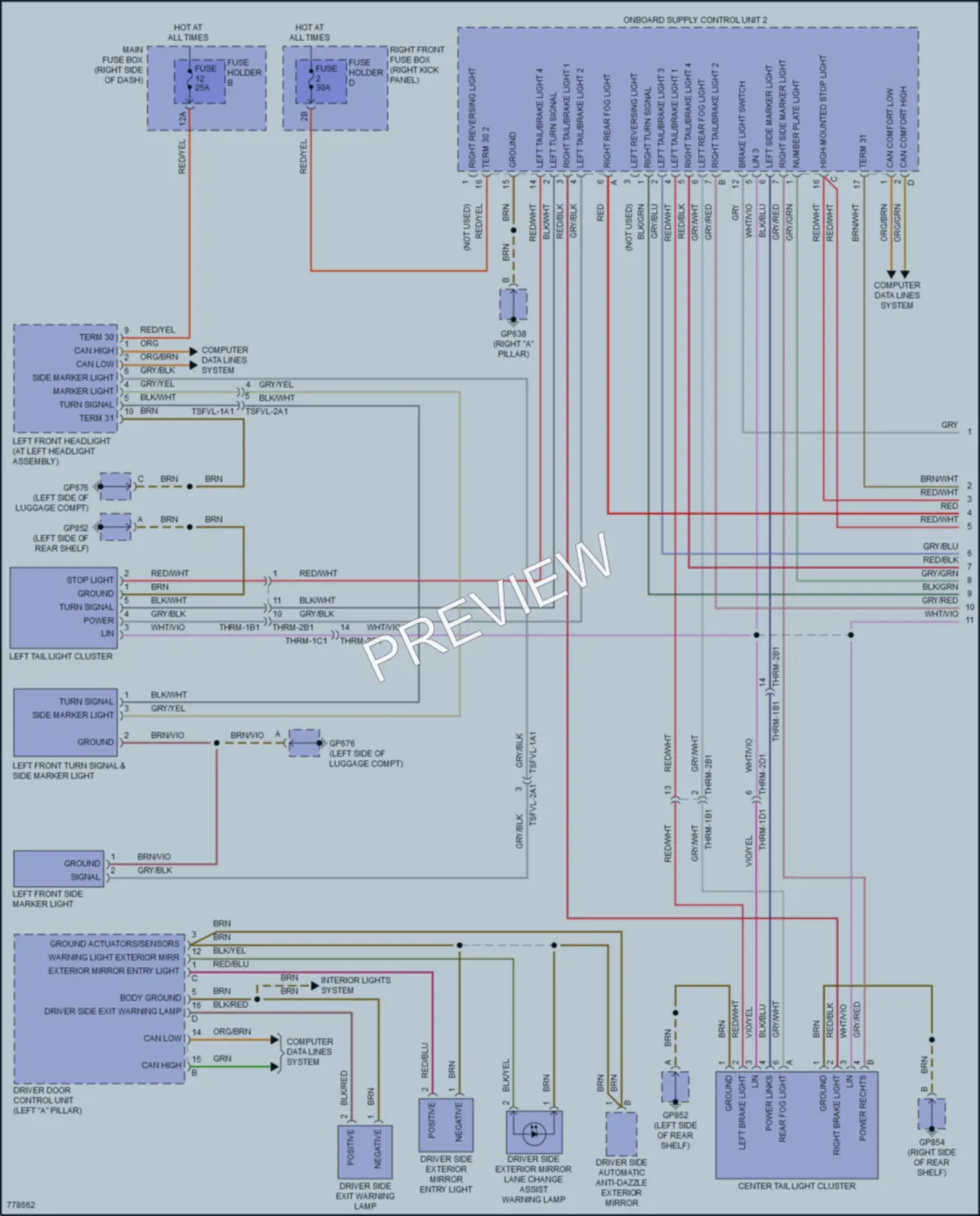 2021 Porsche 911 Exterior Lights wiring diagram preview