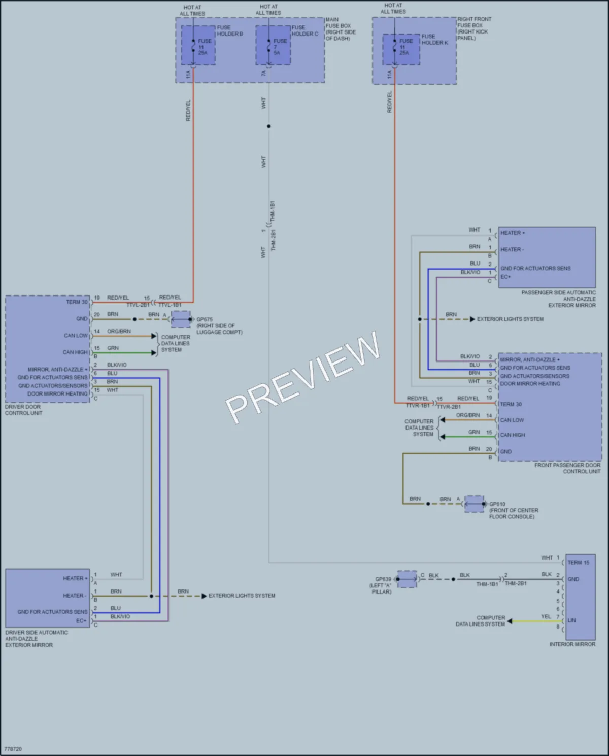 2021 Porsche 911 Power Mirrors wiring diagram preview