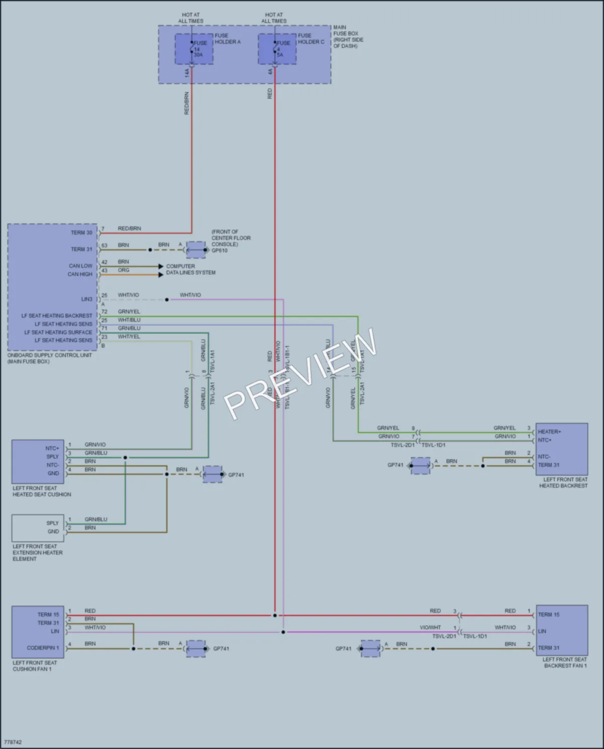 2021 Porsche 911 Power Seats wiring diagram preview