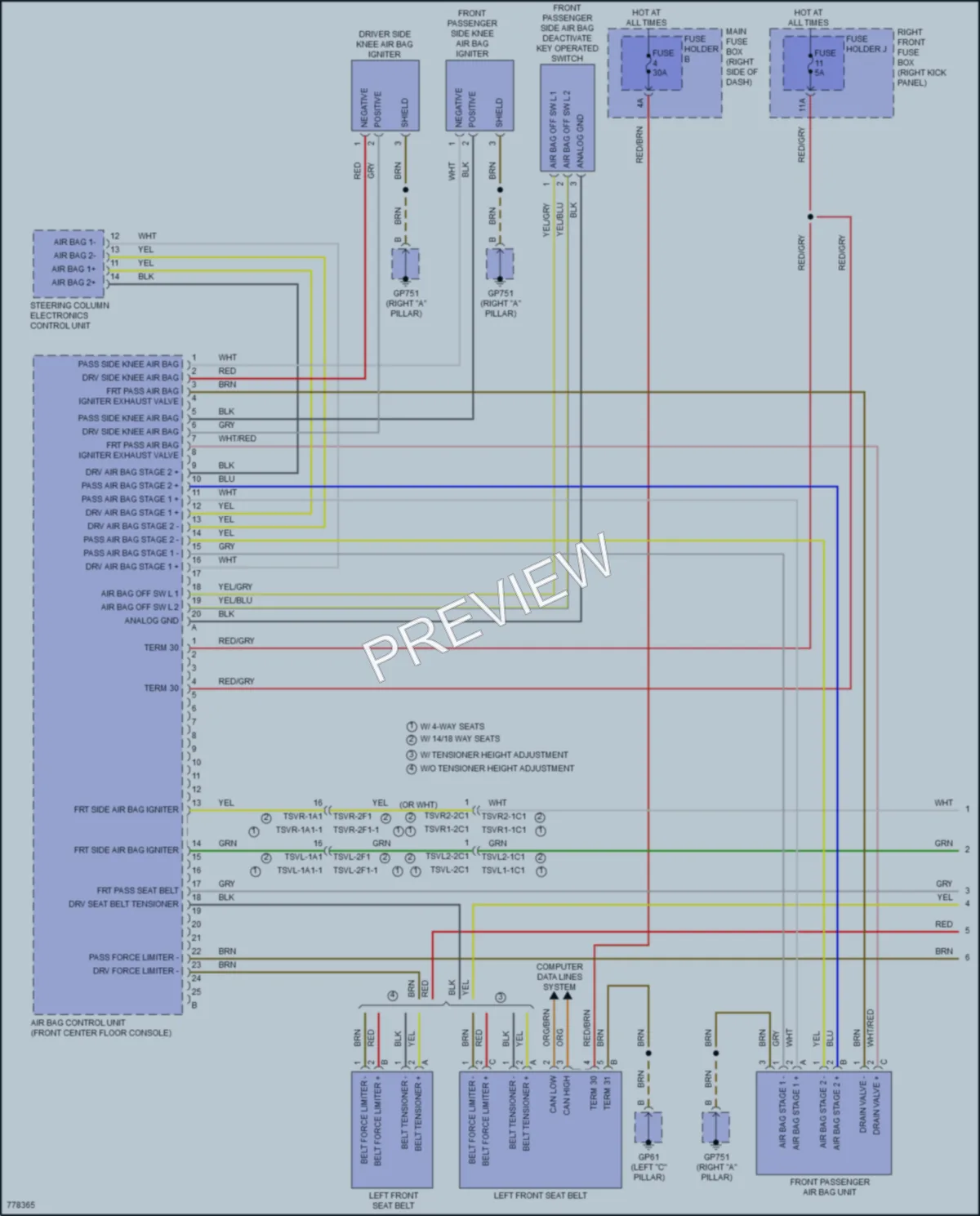 2021 Porsche 911 Supplemental Restraints wiring diagram preview