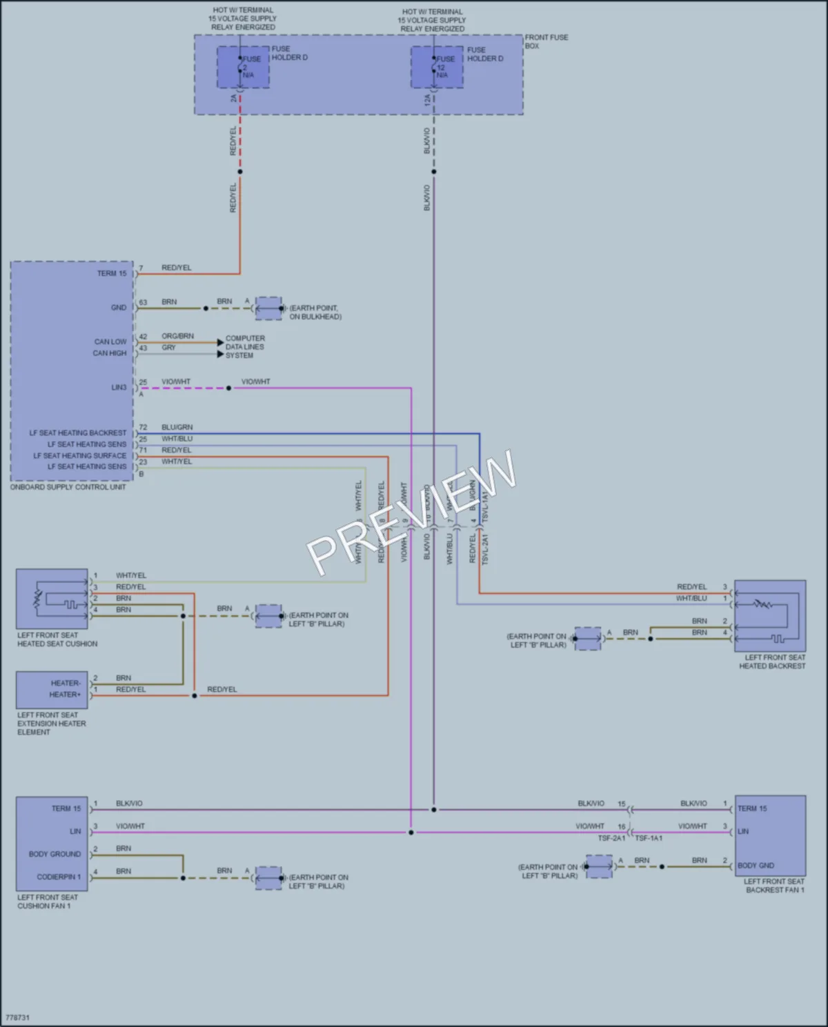 2021 Porsche CayenneCoupeHybrid Power Seats wiring diagram preview