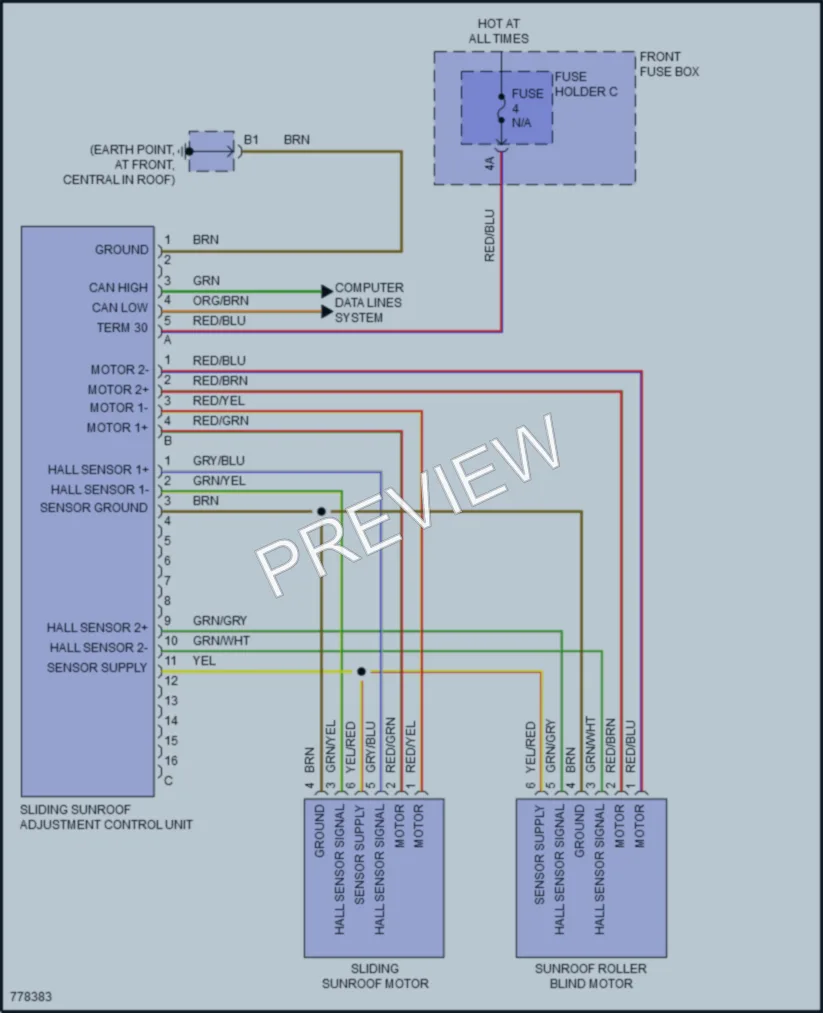 2021 Porsche CayenneCoupeHybrid Power Top Sunroof wiring diagram preview