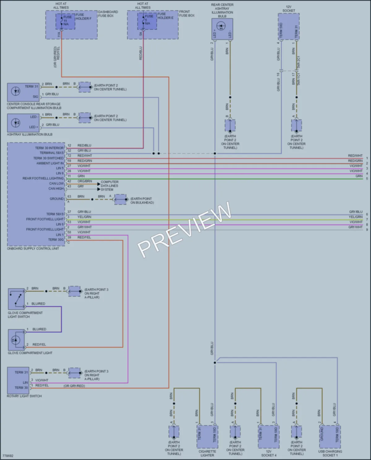 2021 Porsche CayenneHybrid Interior Lights wiring diagram preview