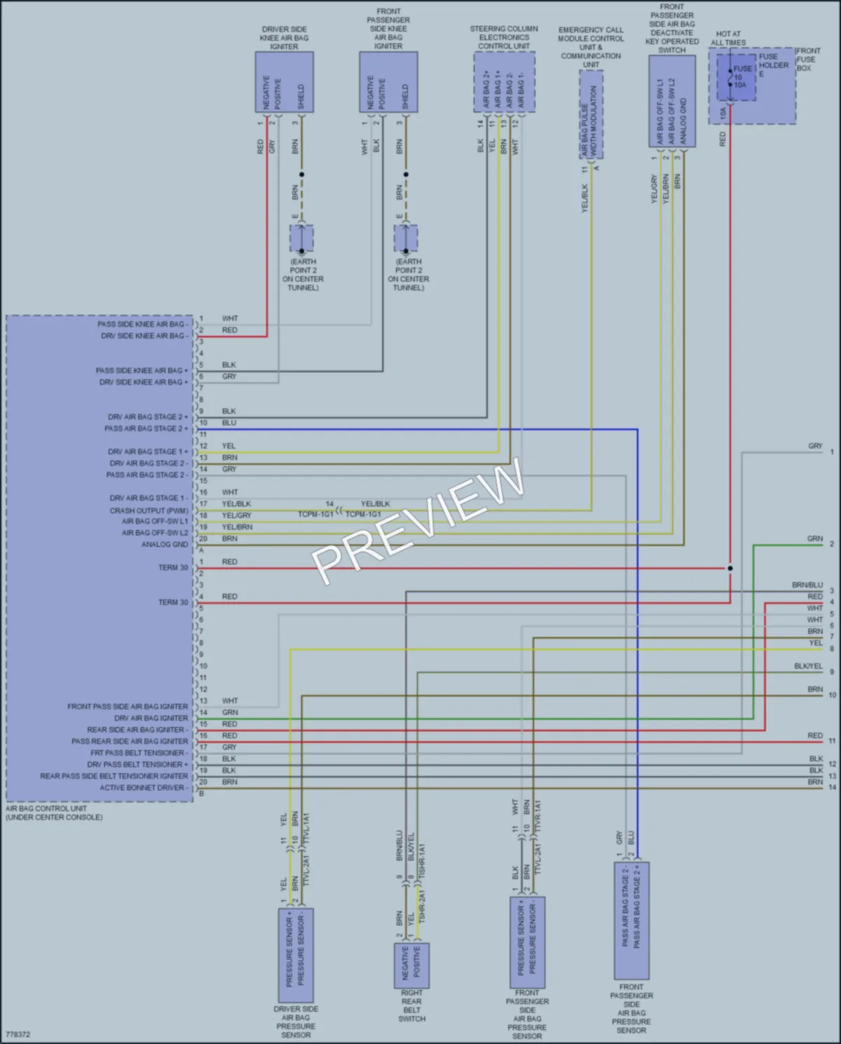 2021 Porsche CayenneHybrid Supplemental Restraints wiring diagram preview