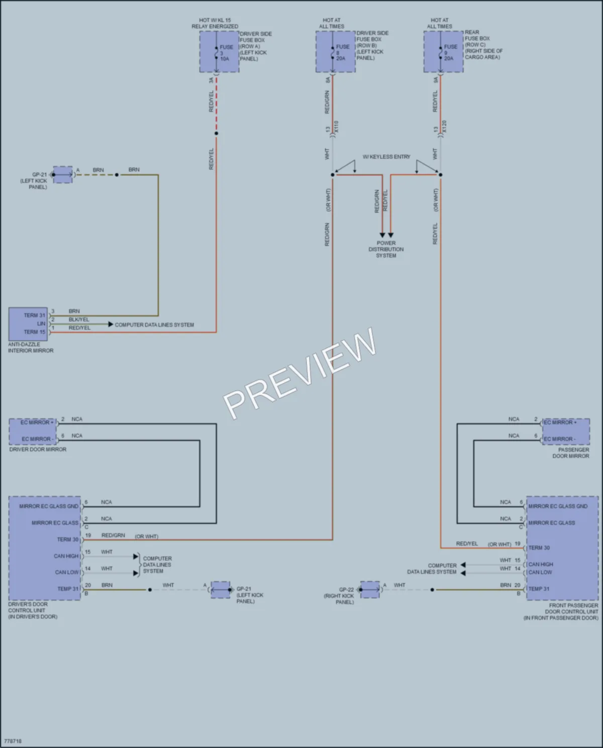 2021 Porsche Macan Power Mirrors wiring diagram preview
