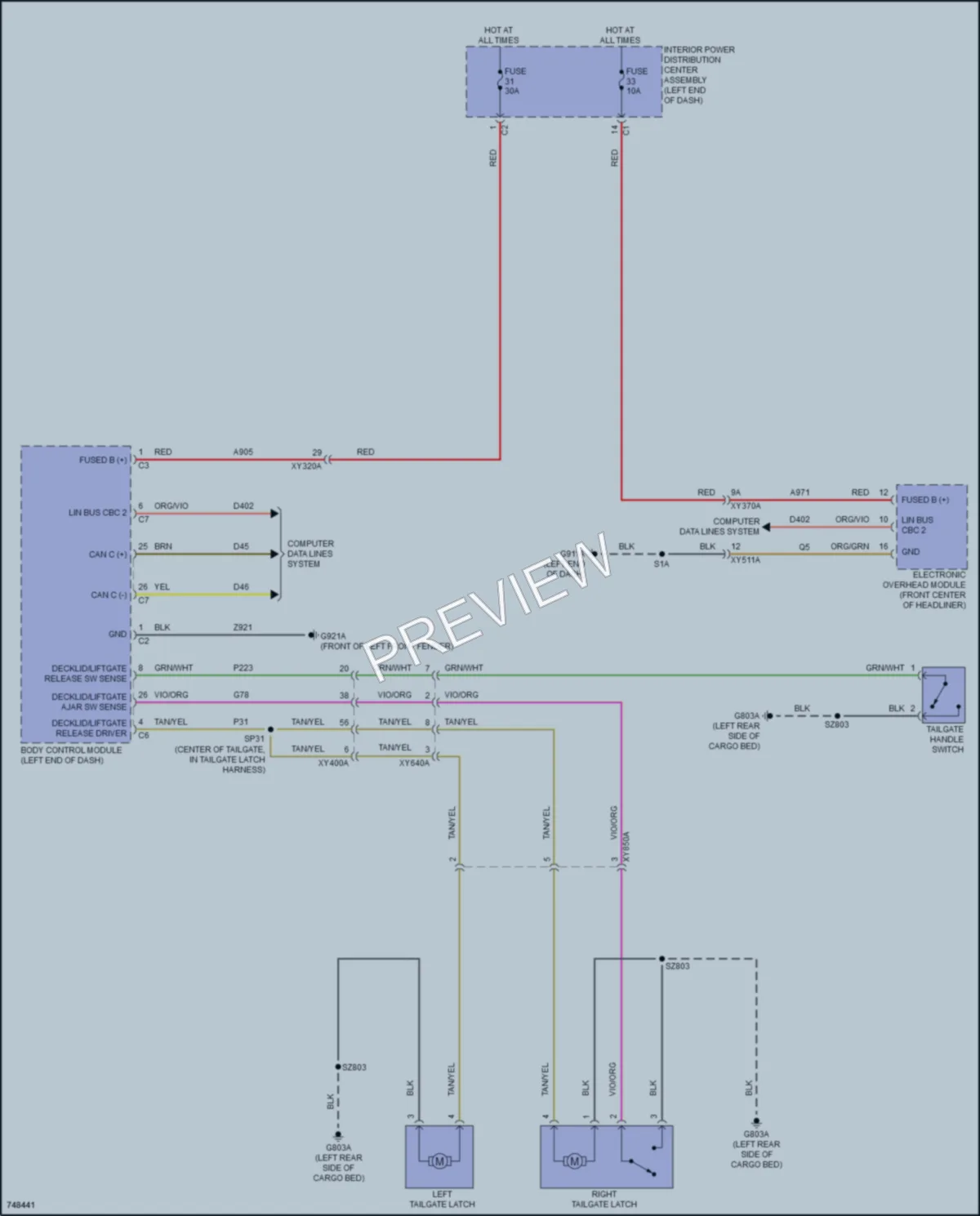 2021 Ram 1500 Trunk Tailgate Fuel Door wiring diagram preview