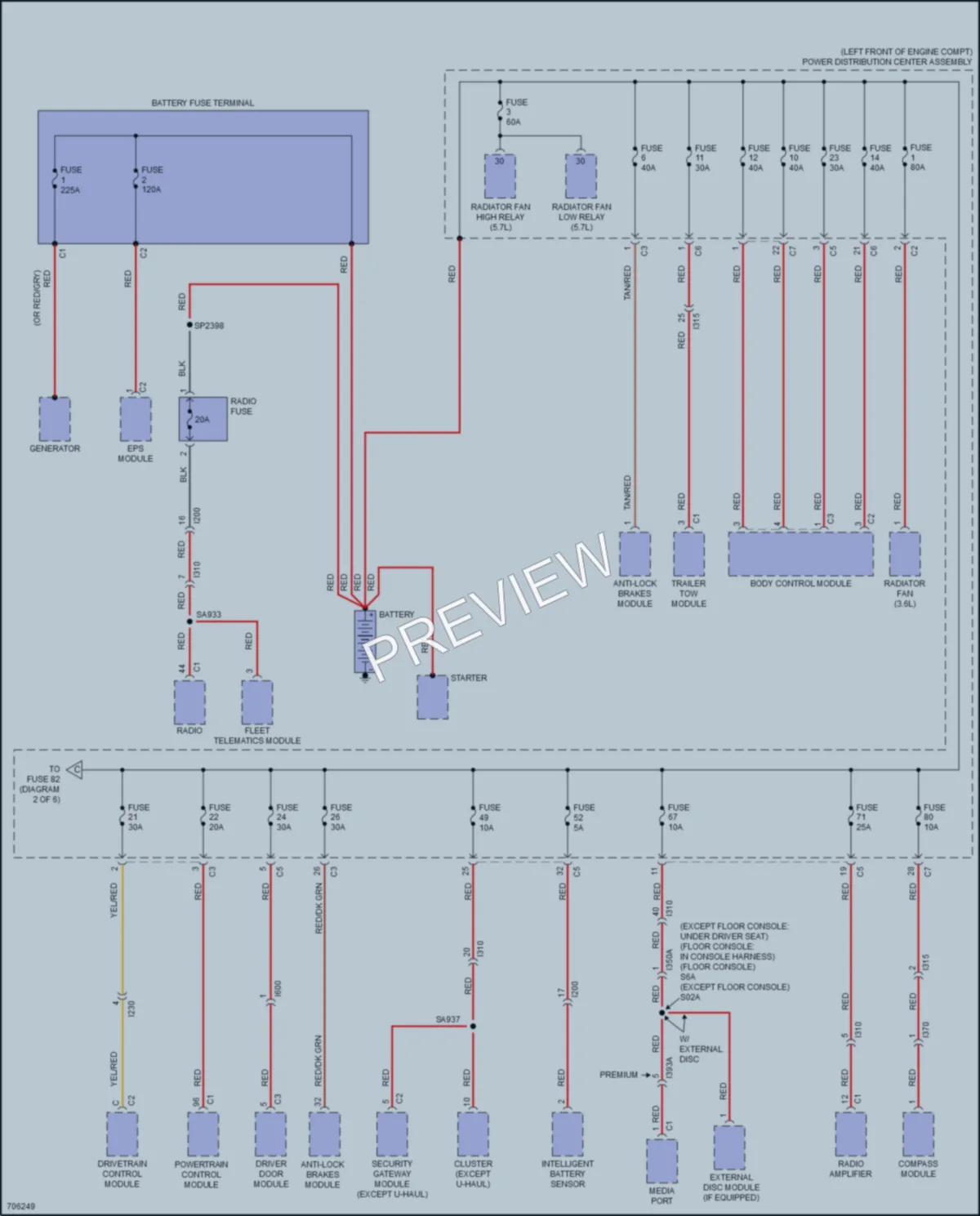 2021 Ram 1500Classic Power Distribution wiring diagram preview
