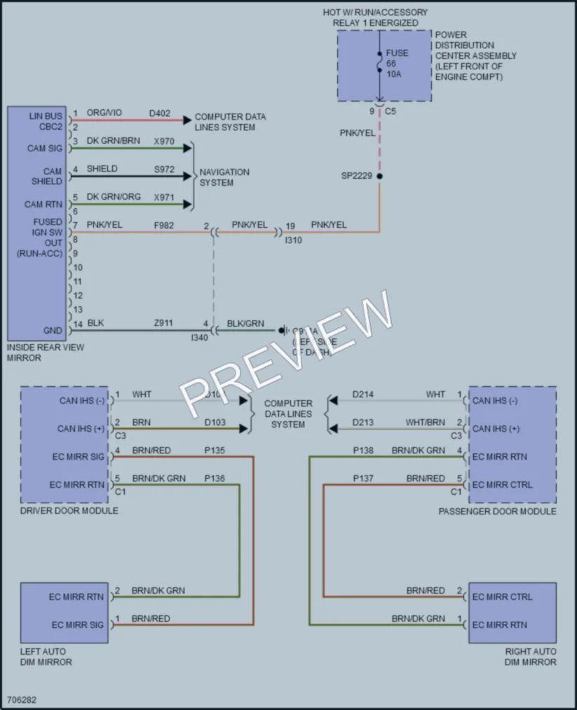 2021 Ram 1500Classic Power Mirrors wiring diagram preview
