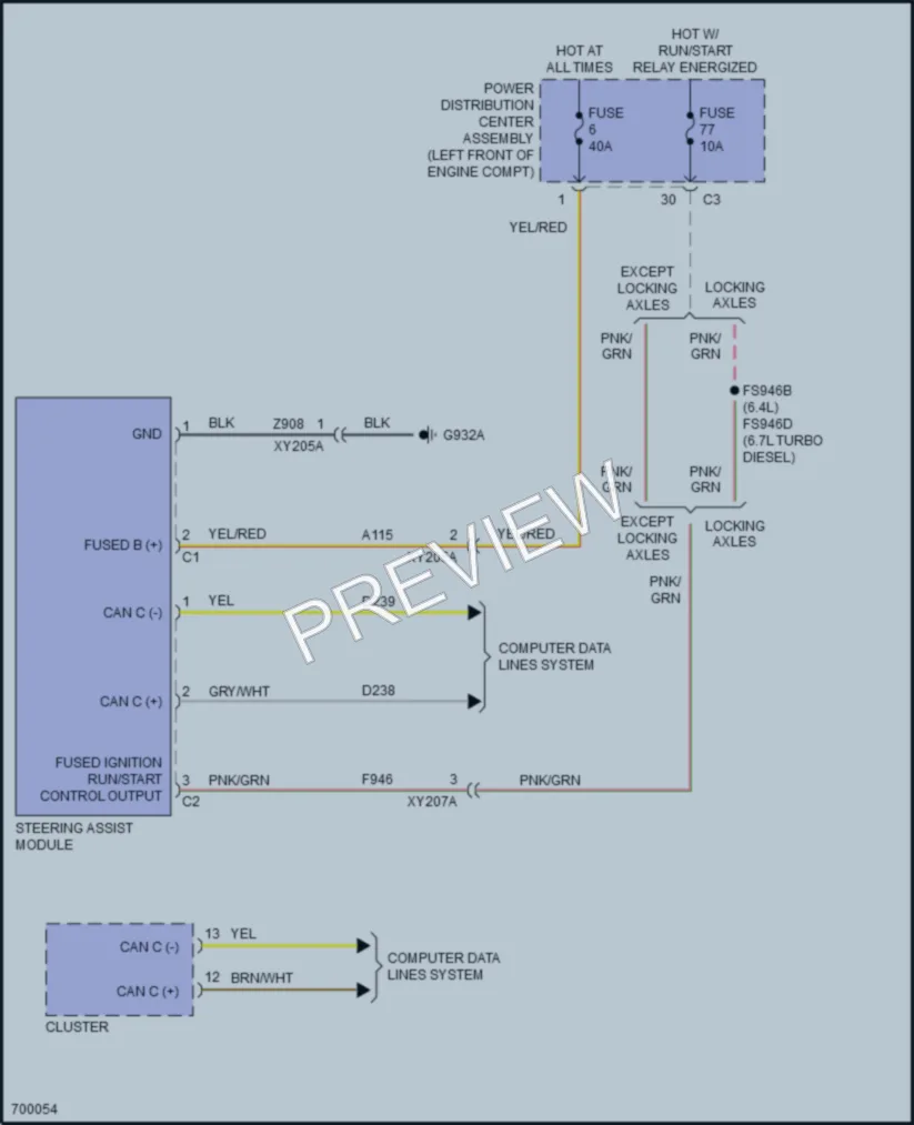 2021 Ram 2500 Electronic Power Steering wiring diagram preview