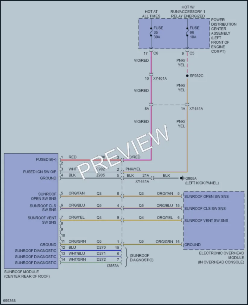 2021 Ram 2500 Power Top Sunroof wiring diagram preview