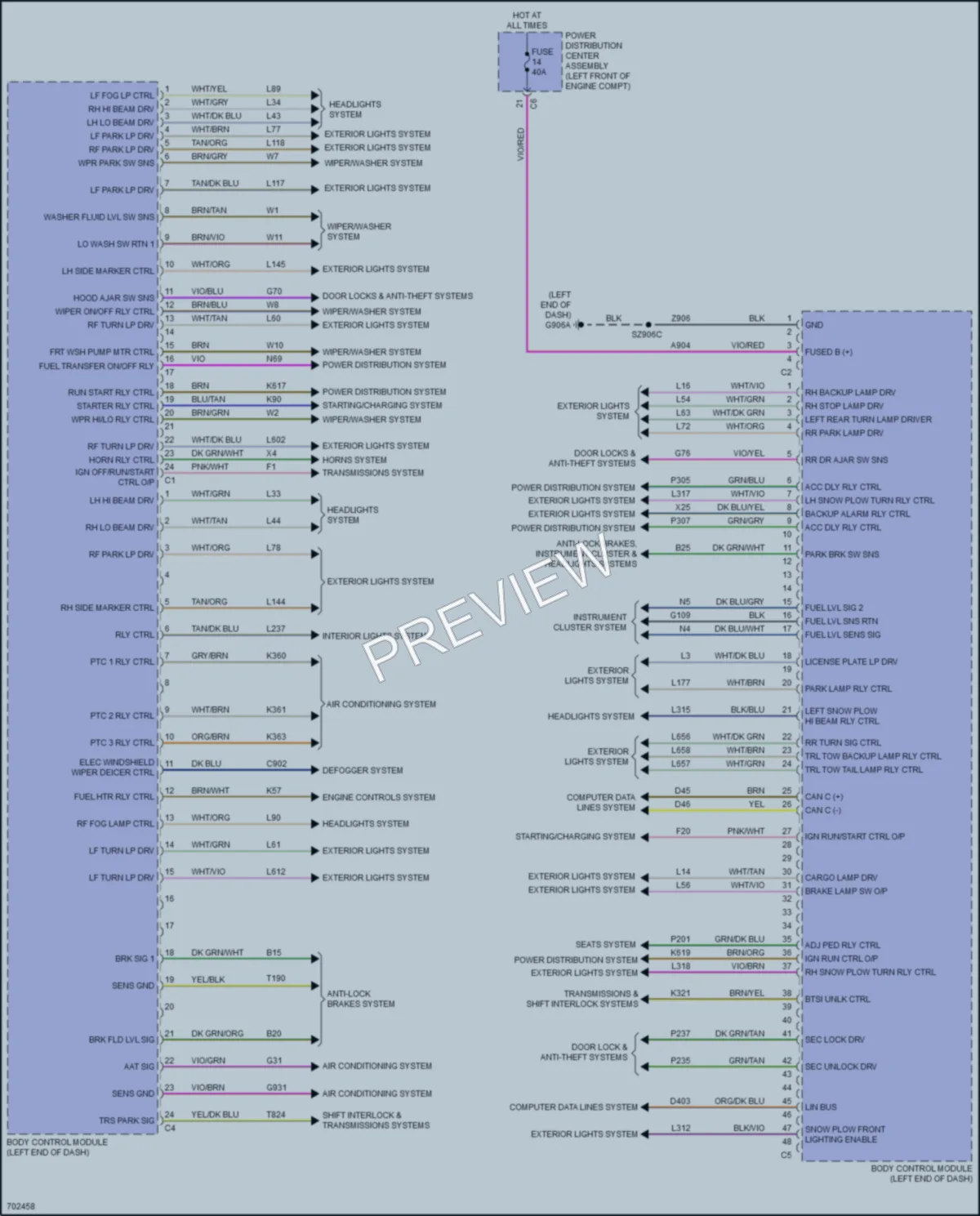 2021 Ram 3500 Body Control Modules wiring diagram preview