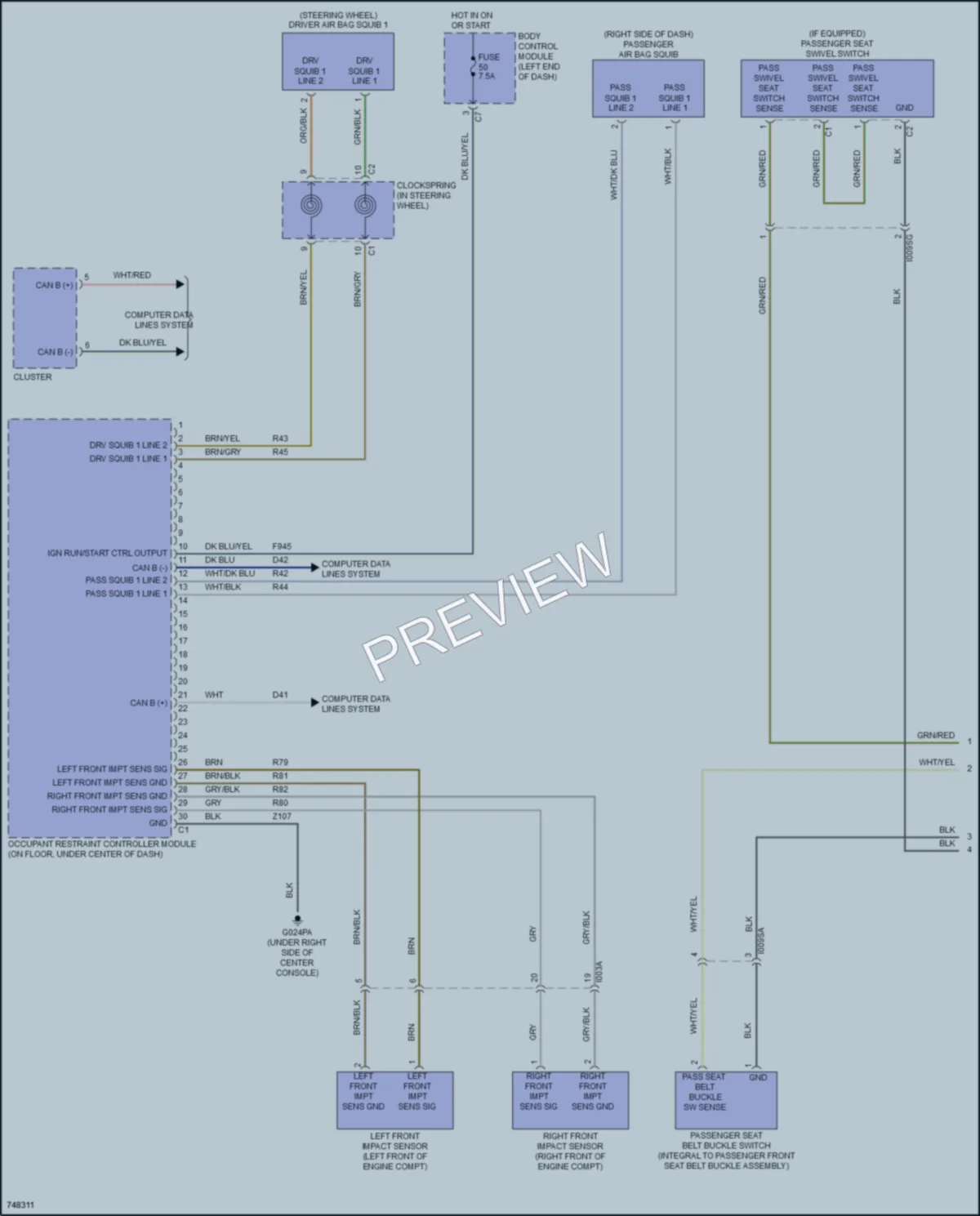 2021 Ram 3500ProMaster Supplemental Restraints wiring diagram preview