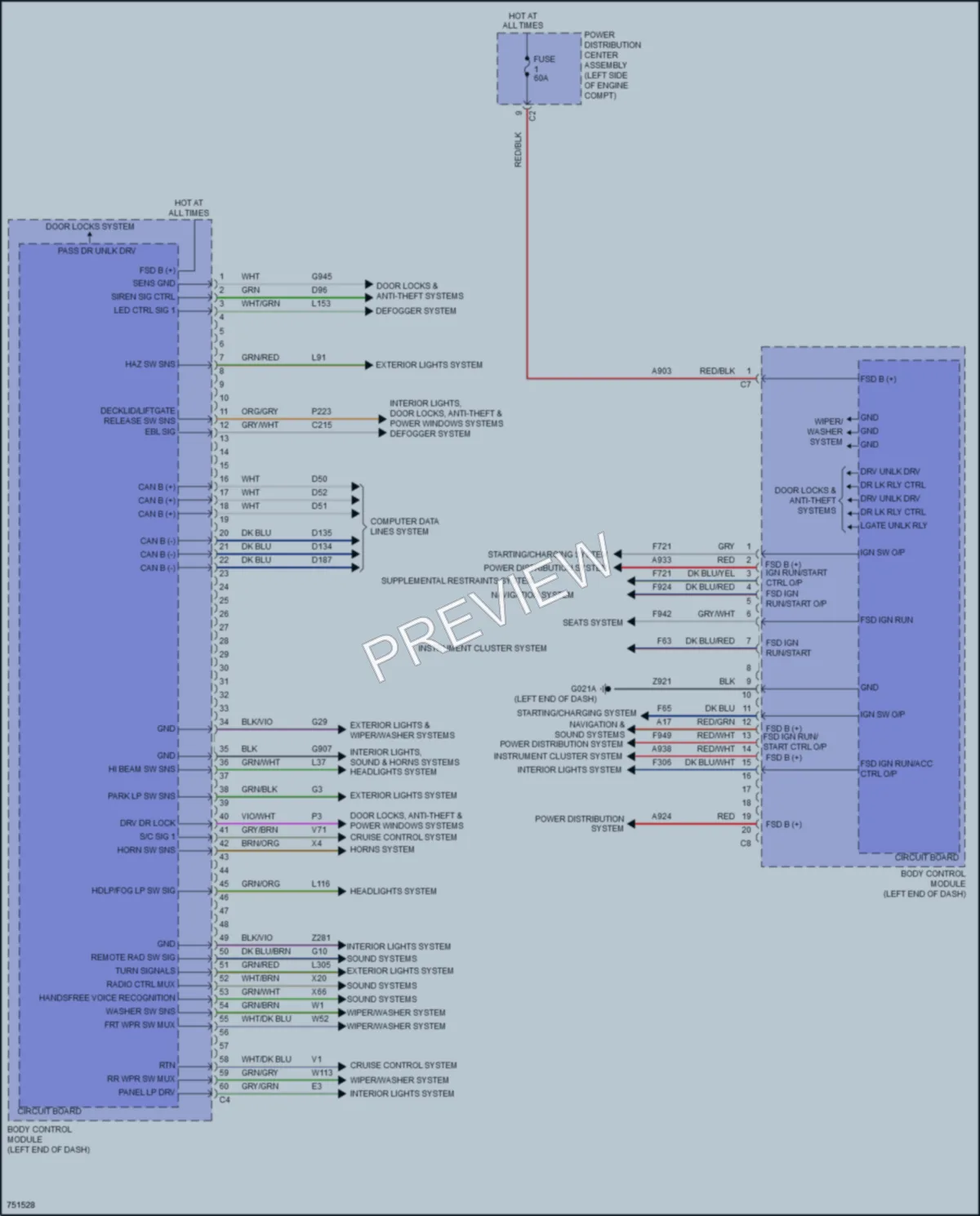 2021 Ram ProMasterCity Body Control Modules wiring diagram preview
