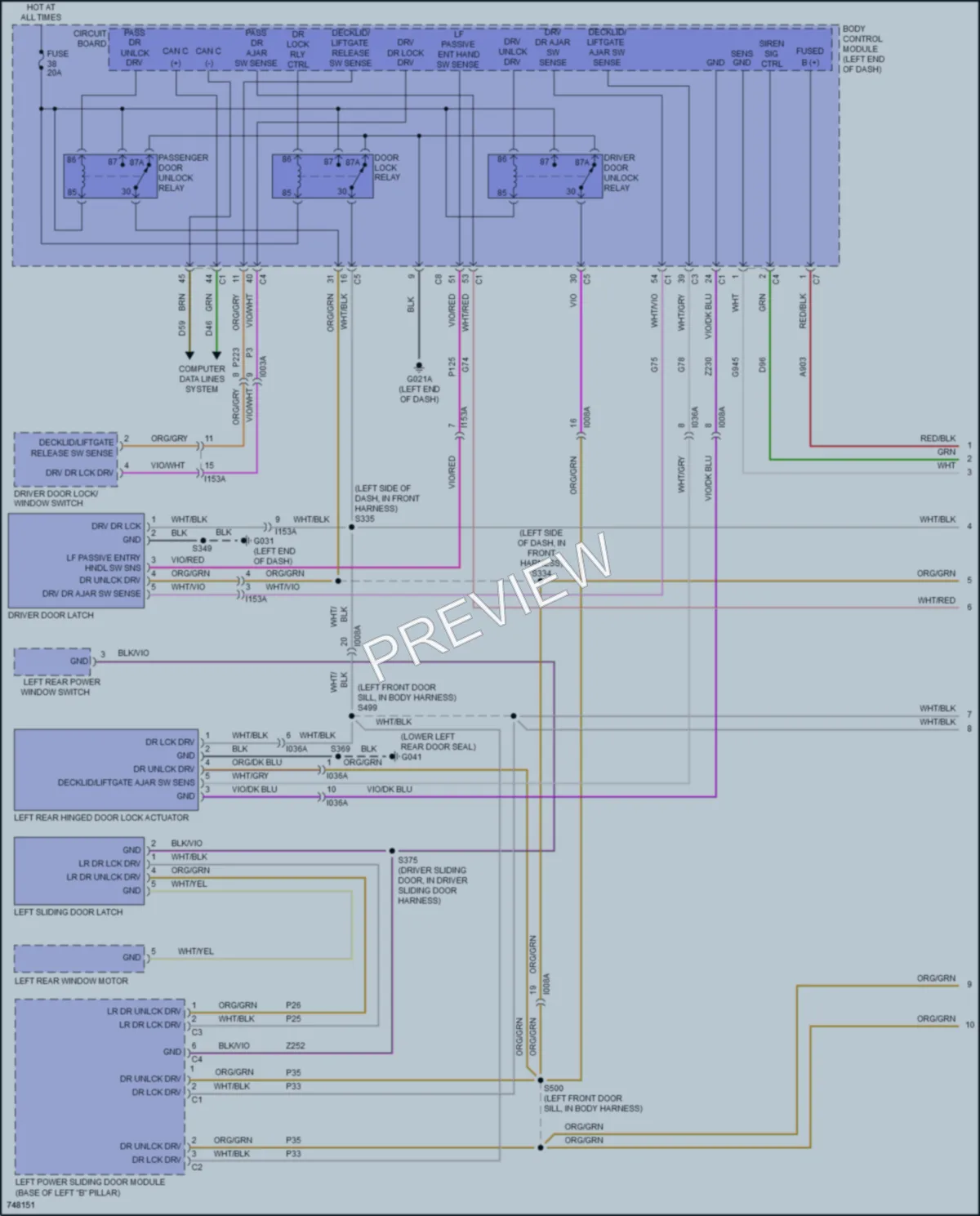 2021 Ram ProMasterCity Power Door Locks wiring diagram preview