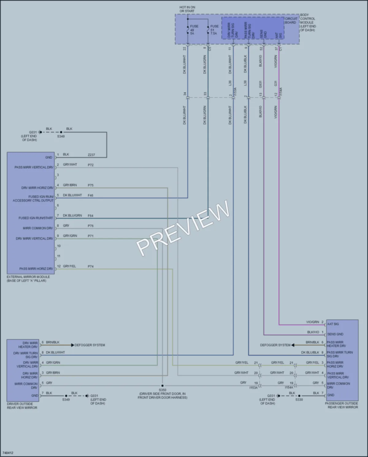 2021 Ram ProMasterCity Power Mirrors wiring diagram preview