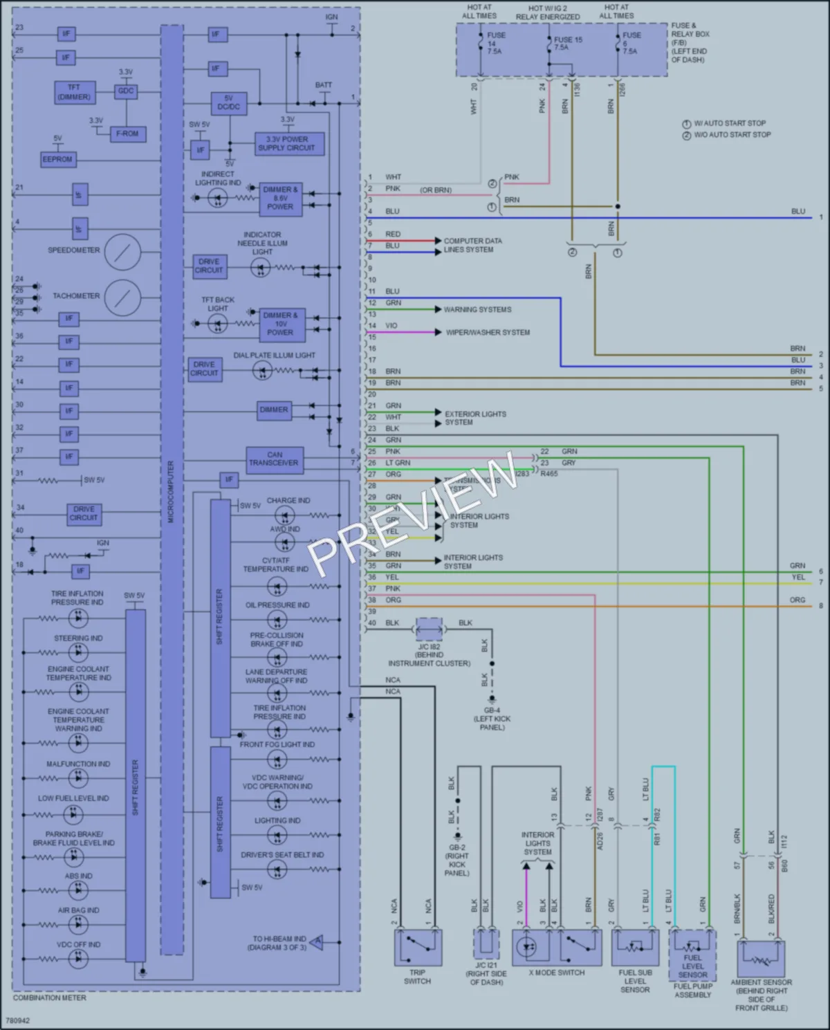 2021 Subaru CrosstrekHybrid Instrument Cluster wiring diagram preview