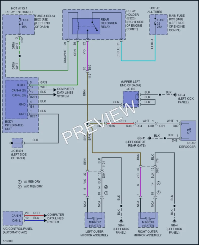 2021 Subaru Forester Defoggers wiring diagram preview