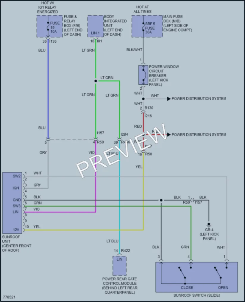 2021 Subaru Forester Power Top Sunroof wiring diagram preview