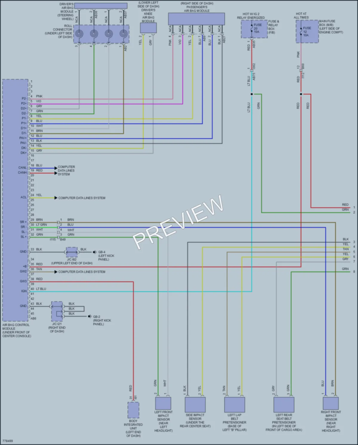 2021 Subaru Forester Supplemental Restraints wiring diagram preview