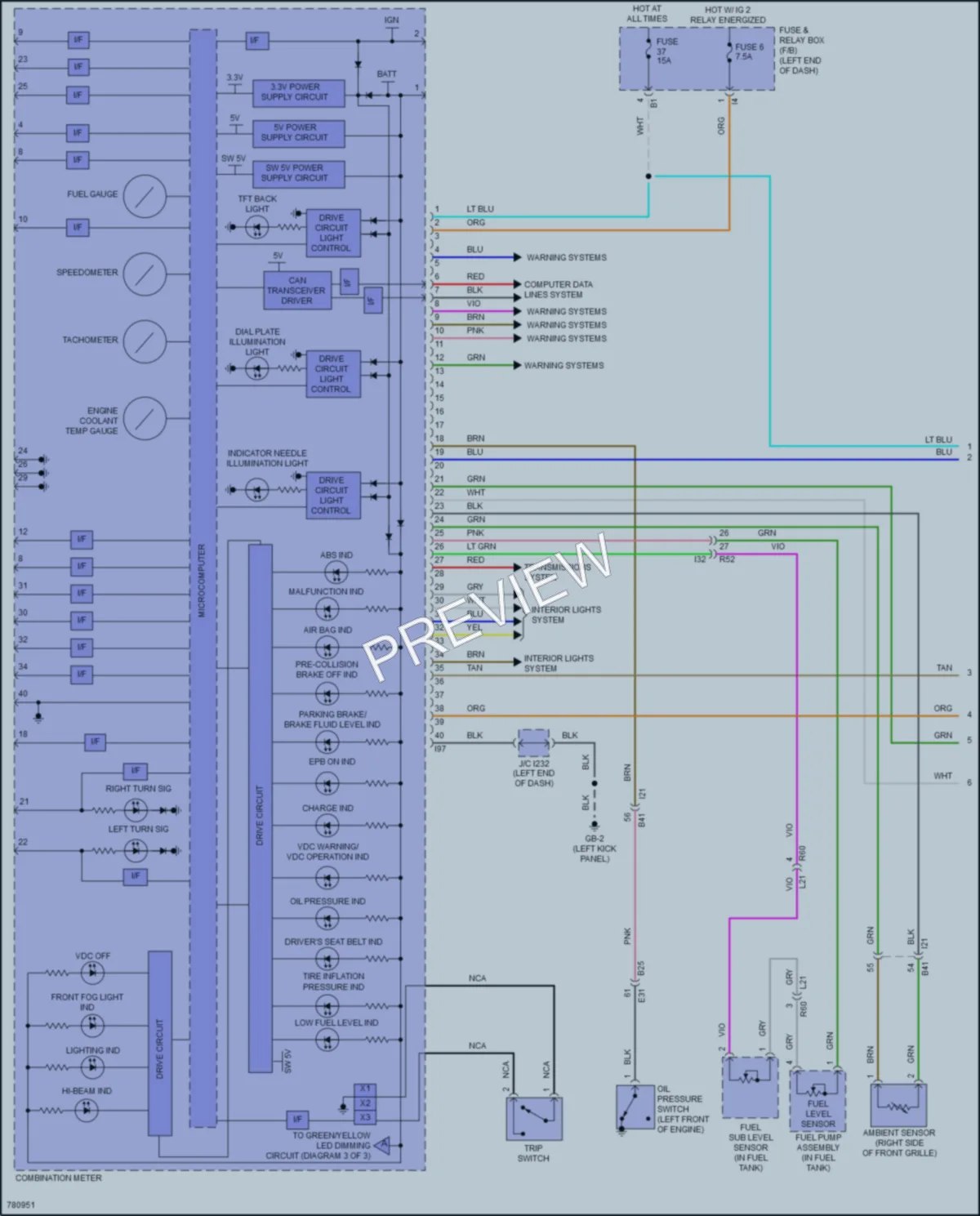 2021 Subaru Outback Instrument Cluster wiring diagram preview