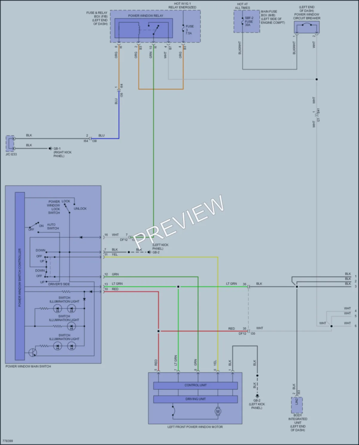 2021 Subaru Outback Power Windows wiring diagram preview