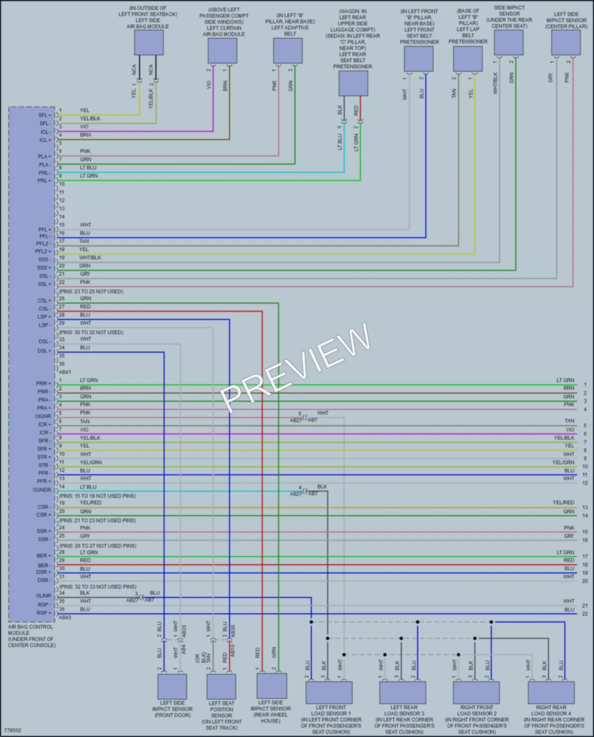 2021 Subaru Outback Supplemental Restraints wiring diagram preview