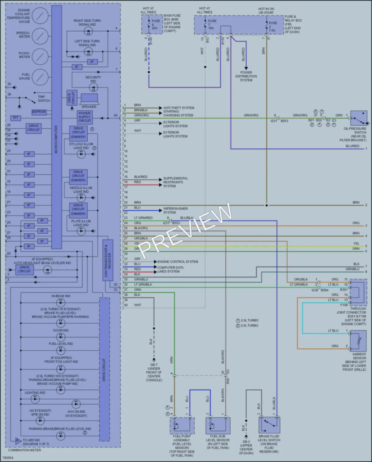 2021 Subaru WRX Instrument Cluster wiring diagram preview