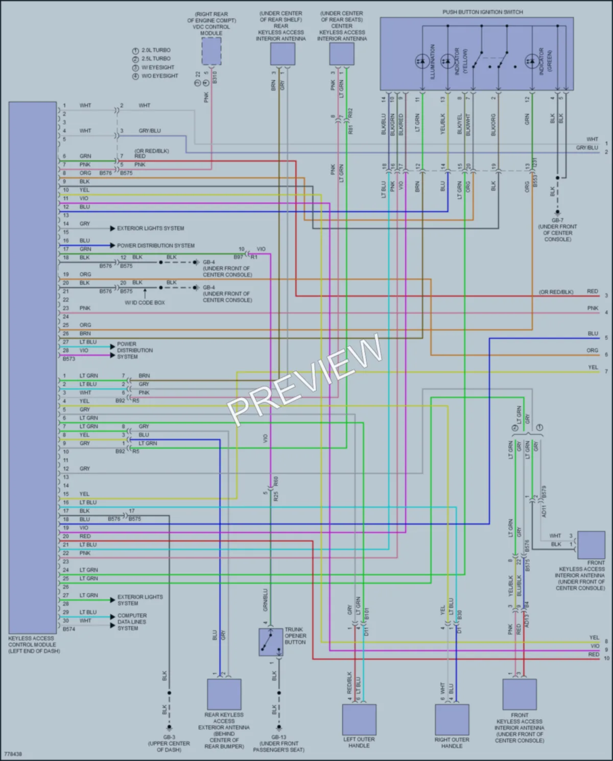 2021 Subaru WRX Power Door Locks wiring diagram preview