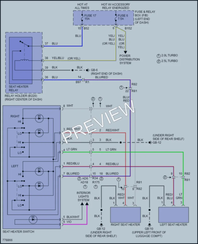 2021 Subaru WRX Power Seats wiring diagram preview