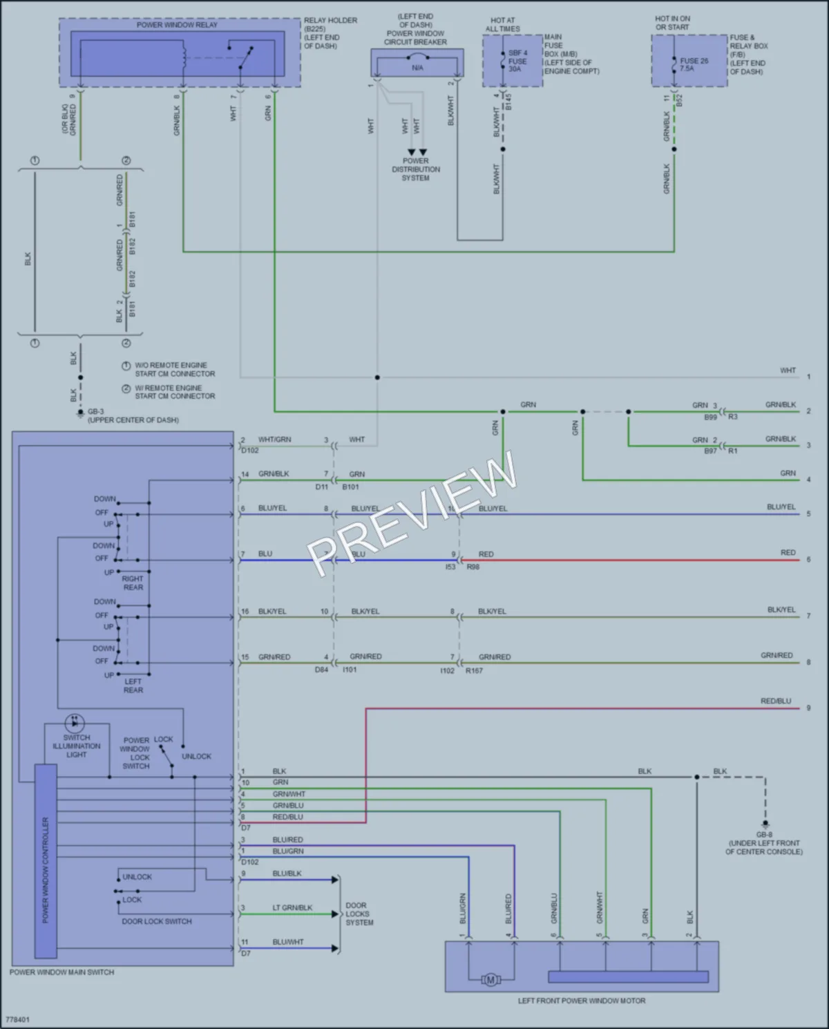 2021 Subaru WRX Power Windows wiring diagram preview