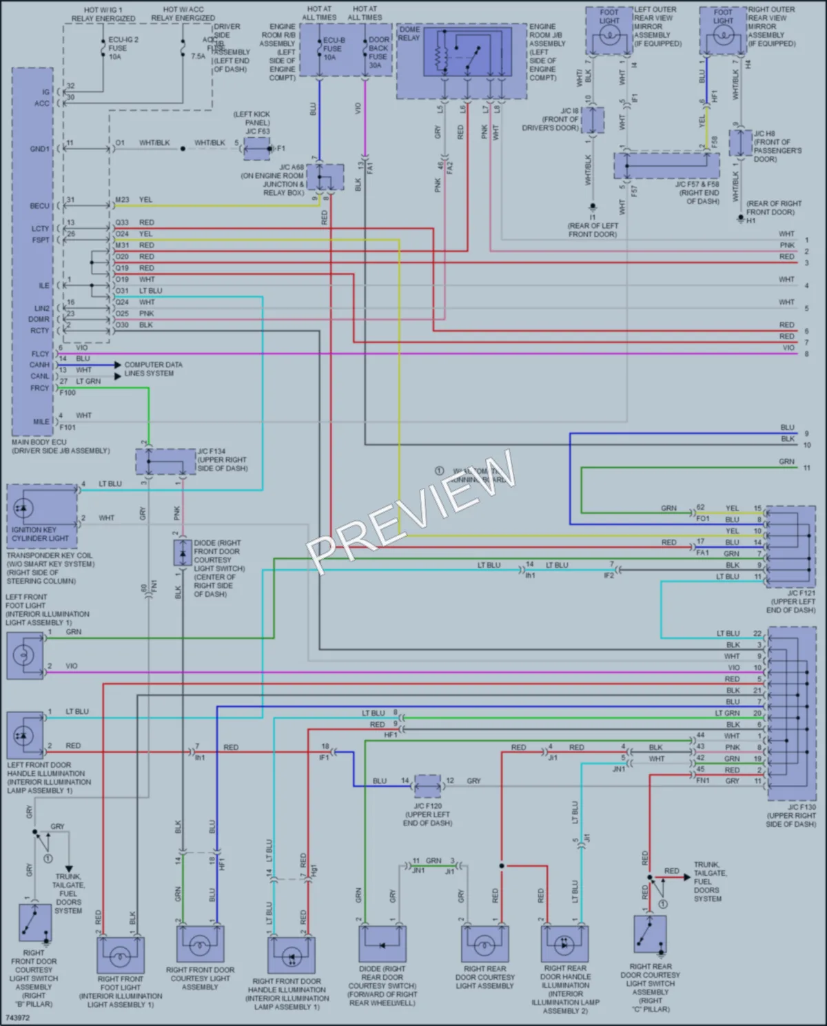 2021 Toyota 4Runner Interior Lights wiring diagram preview