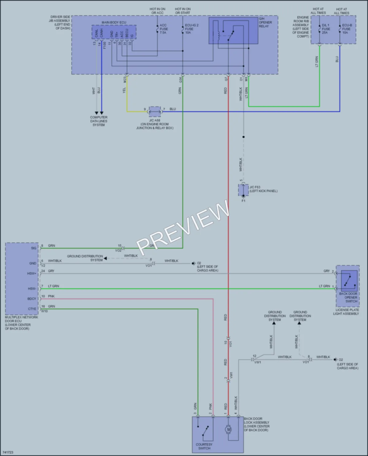 2021 Toyota 4Runner Trunk Tailgate Fuel Door wiring diagram preview
