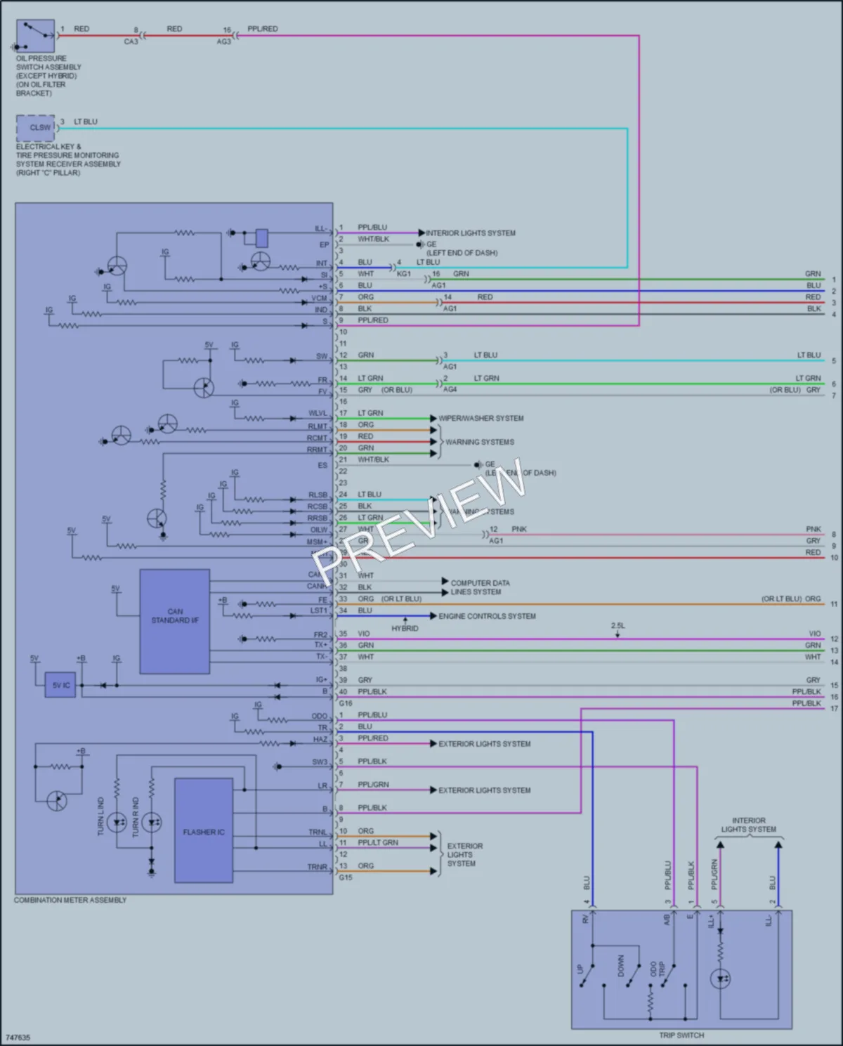 2021 Toyota Avalon Instrument Cluster wiring diagram preview