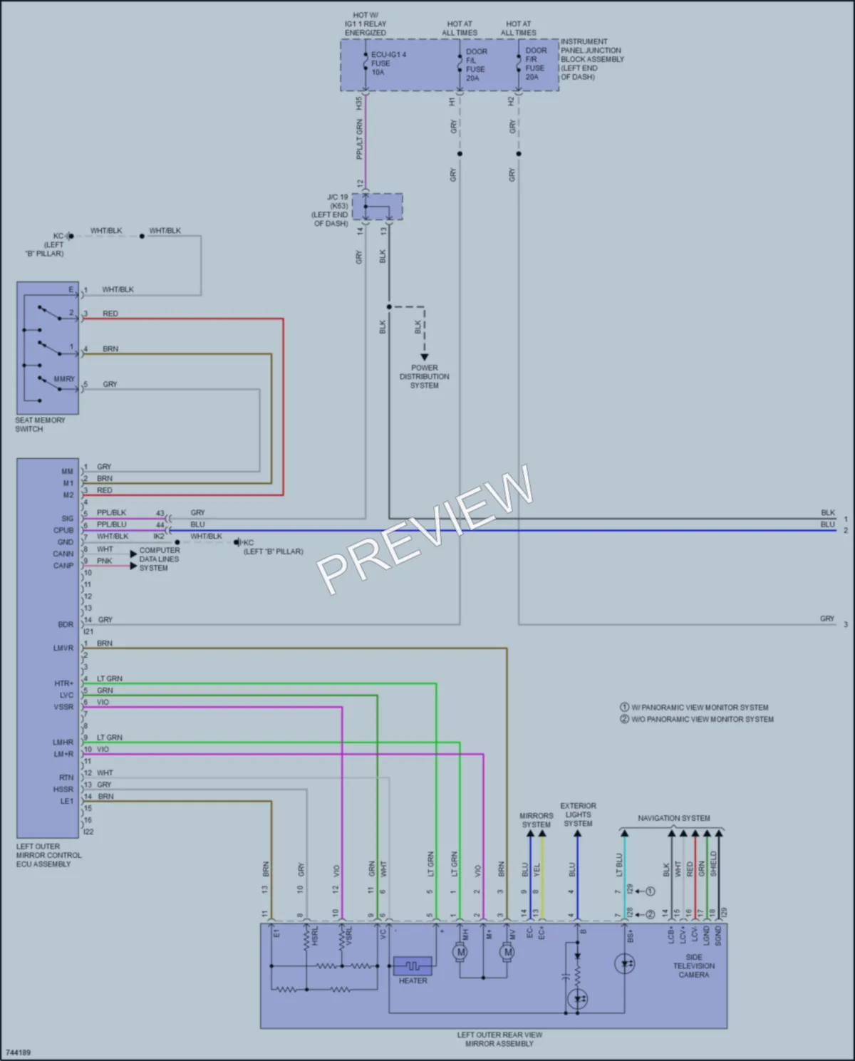 2021 Toyota Avalon Memory Systems wiring diagram preview