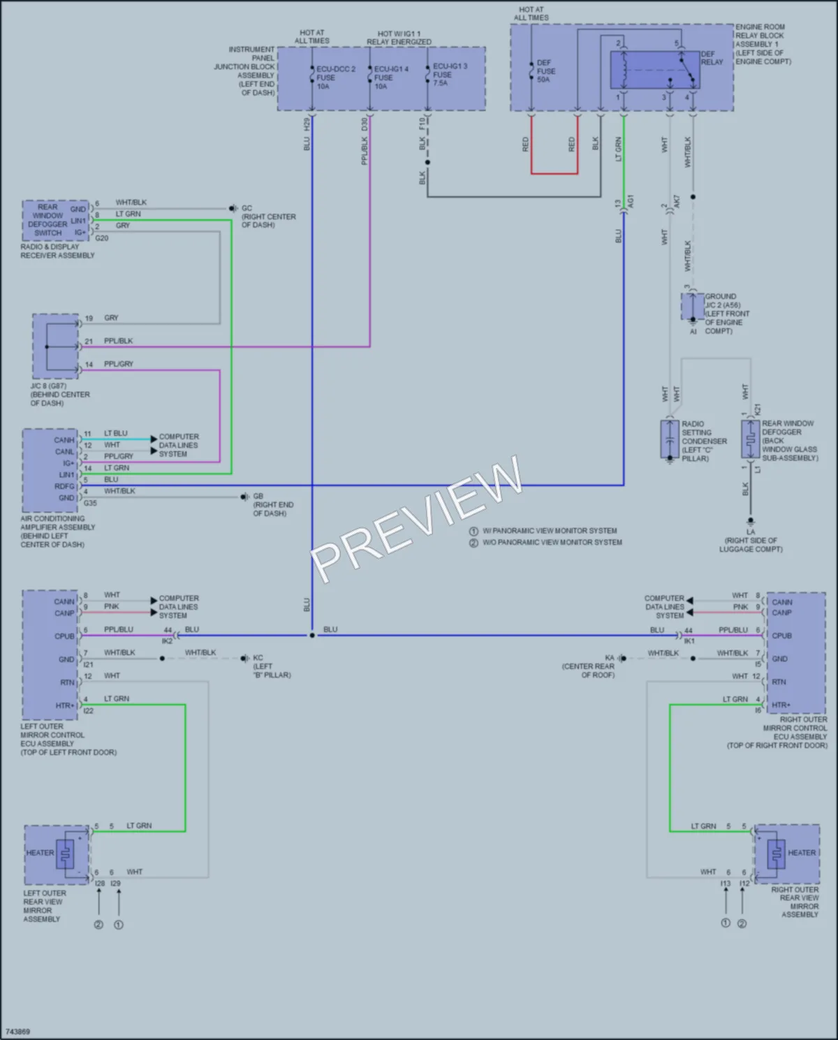 2021 Toyota AvalonHybrid Defoggers wiring diagram preview
