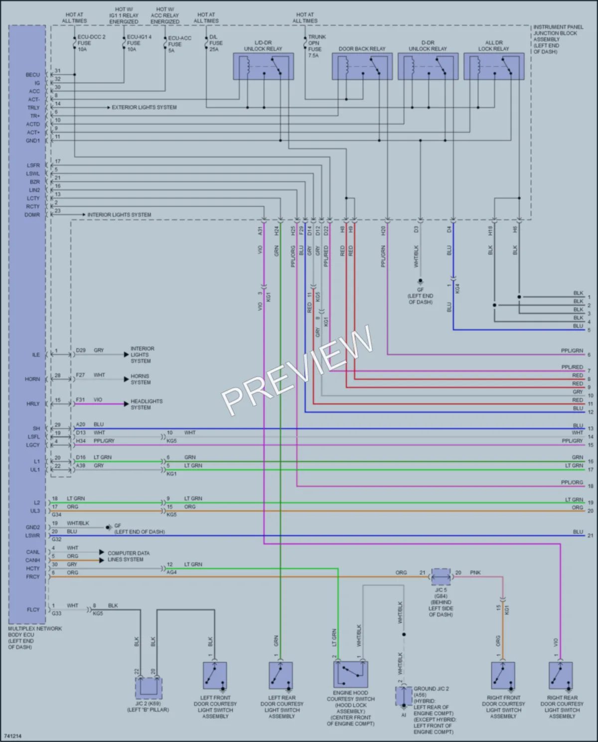 2021 Toyota AvalonHybrid Power Door Locks wiring diagram preview