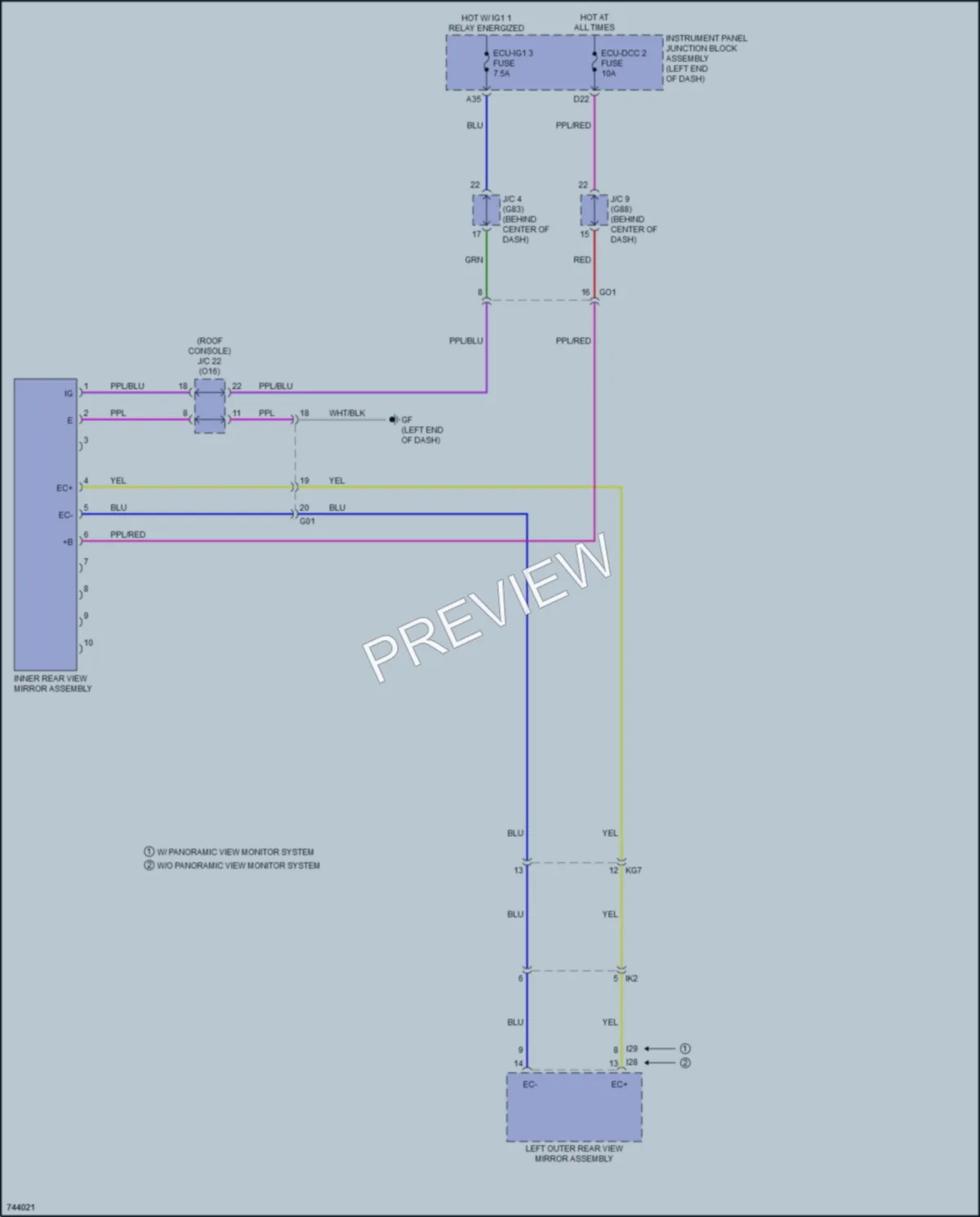 2021 Toyota AvalonHybrid Power Mirrors wiring diagram preview