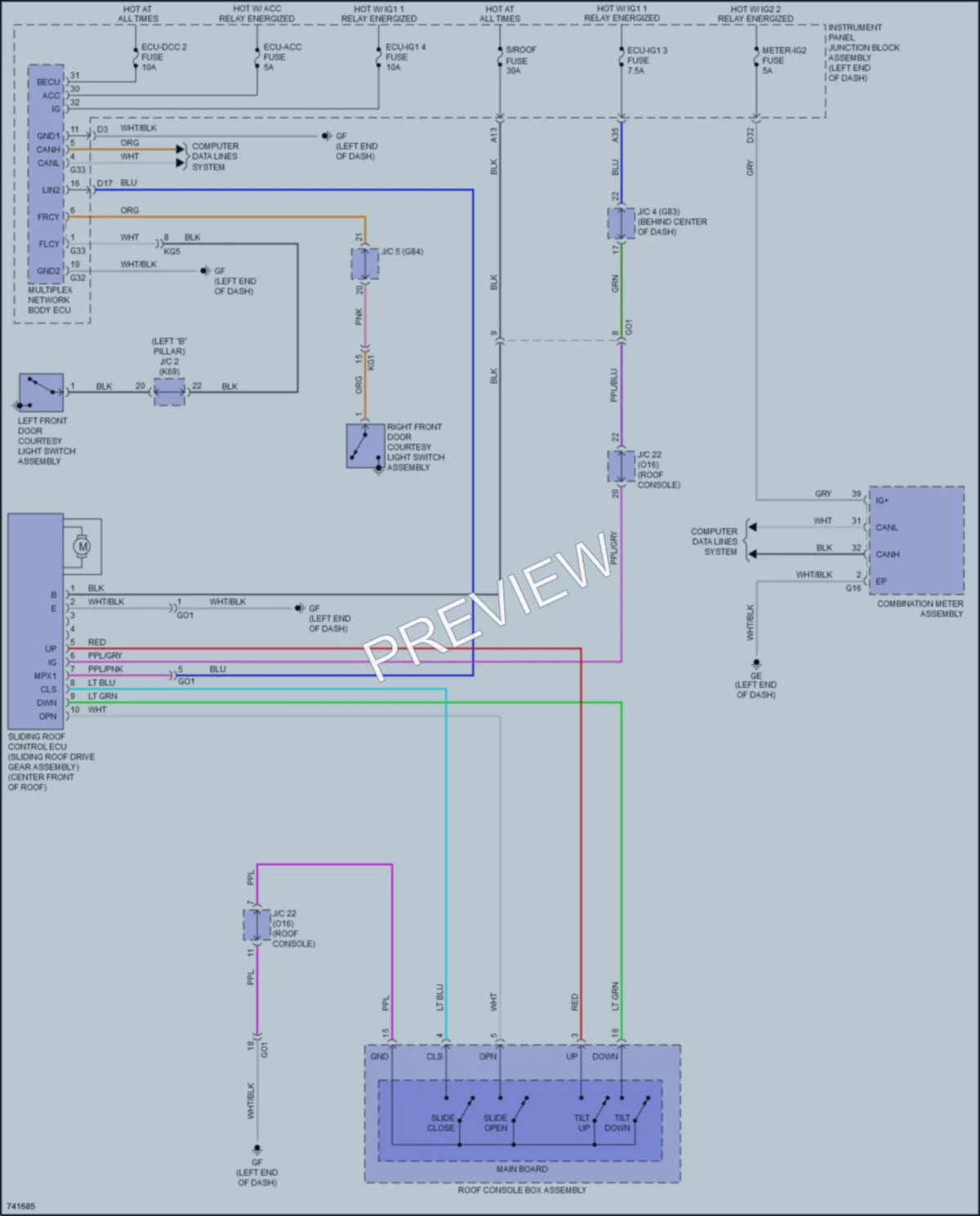 2021 Toyota AvalonHybrid Power Top Sunroof wiring diagram preview